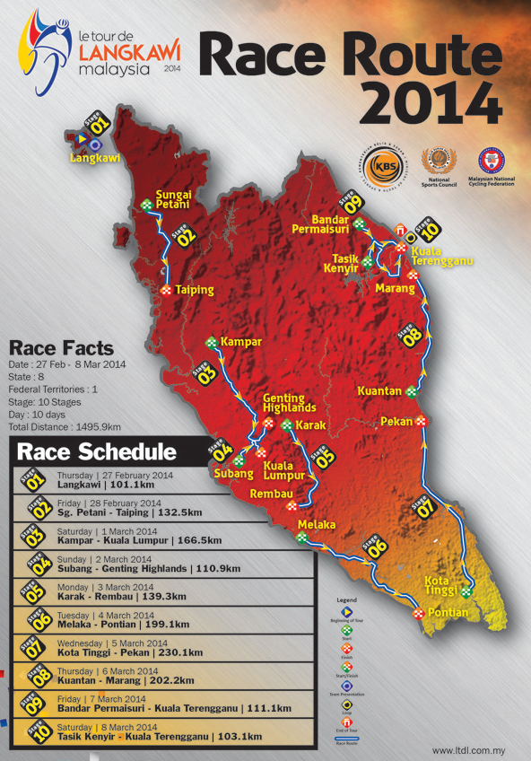 2014 Tour de Langkawi race map